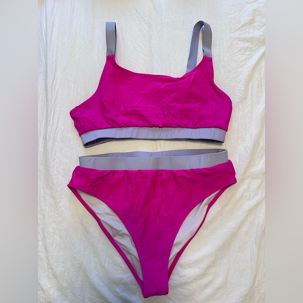 Pink and Purple Bikini Set